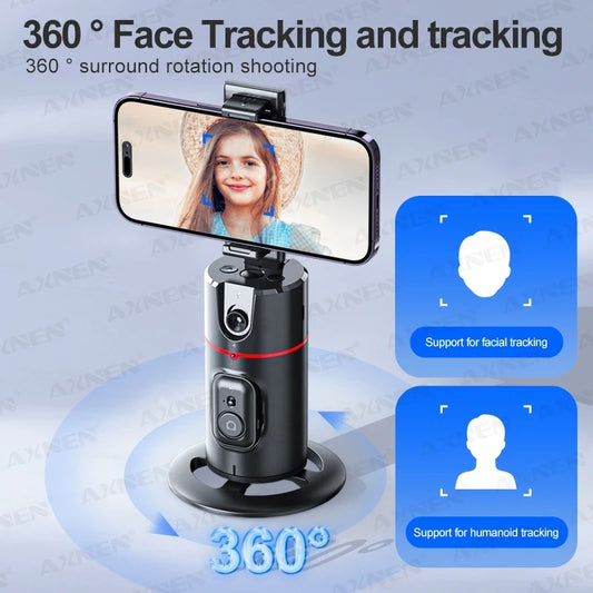 P02 360° Rotating Gimbal Stabilizer – Auto Face Tracking, Selfie & Live Streaming Stand with Remote for TikTok & Smartphones