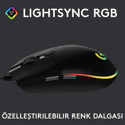 Logitech G102 USB Wired Gaming Mouse – 8000 DPI, Rainbow Optical Effect, for PC, Mac & Laptop