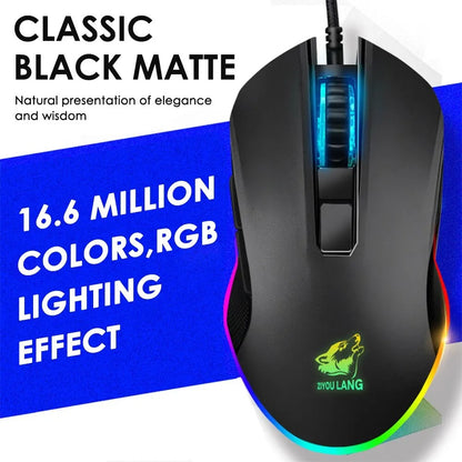 Wired RGB Gaming Mouse – USB Optical, 3 Adjustable DPI, 6 Buttons, Ergonomic Design for PC & Laptop Gamers