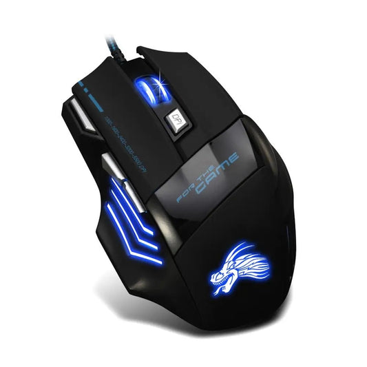 USB Wired Gaming Mouse – 7-Button, 5500 DPI, Adjustable Backlight, Ergonomic Optical Mouse for PC & Desktop Gamers