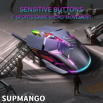 GM6 Wired Gaming Mouse – RGB LED Backlit, Ergonomic Design, for PC & Laptop Gamers