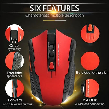 2.4GHz Wireless Gaming Mouse – Adjustable 1000-1600 DPI, USB Receiver, for MacBook Air/Pro & PC