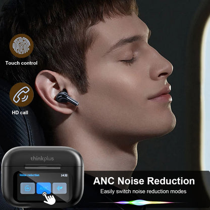 Original ThinkPlus Wireless Earbuds – Bluetooth ANC Noise Reduction, HD Mic, LED Touch Screen, Gaming & Calling Earphones