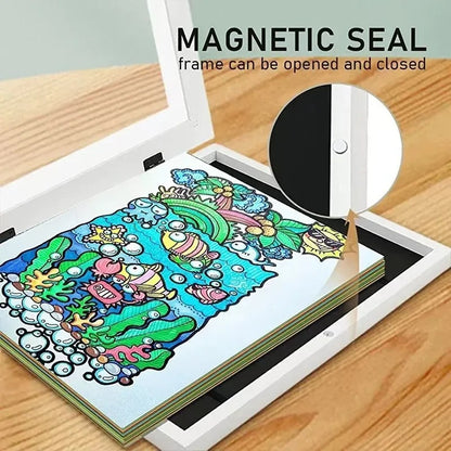 Simple Wooden Flap Photo Frame A4 Framed Picture DIY Children's Exhibition of Paintings Home Decoration Storage Rack