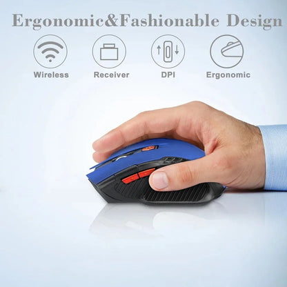 2.4GHz Wireless Gaming Mouse – Adjustable 1000-1600 DPI, USB Receiver, for MacBook Air/Pro & PC
