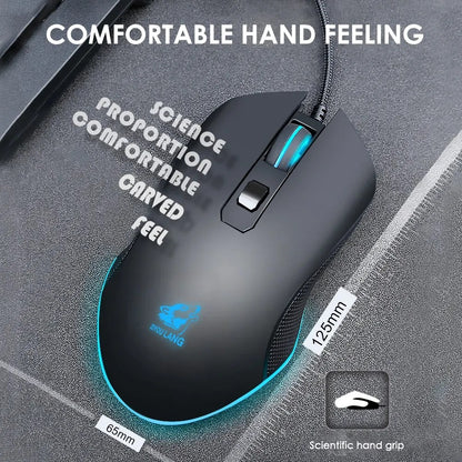 Wired RGB Gaming Mouse – USB Optical, 3 Adjustable DPI, 6 Buttons, Ergonomic Design for PC & Laptop Gamers