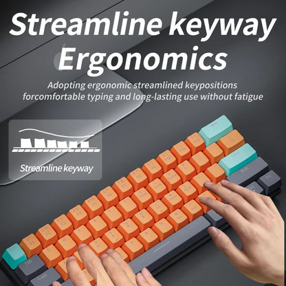 MUCAI MKA610 Mini Mechanical Gaming Keyboard – USB Wired, 61-Key, Red Switch, Detachable Cable for PC & Laptop