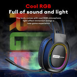 Lenovo E03 Gaming Headset – Over-Ear Stereo Headphones, 360° Ergonomic Design, RGB Lights, E-Sports Earphones
