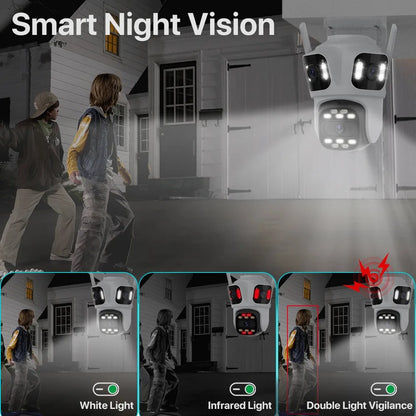 6K PTZ IP Camera Outdoor – 3-Lens WiFi Security Cam with Auto-Tracking, 4K Dual-Lens, iCSee CCTV