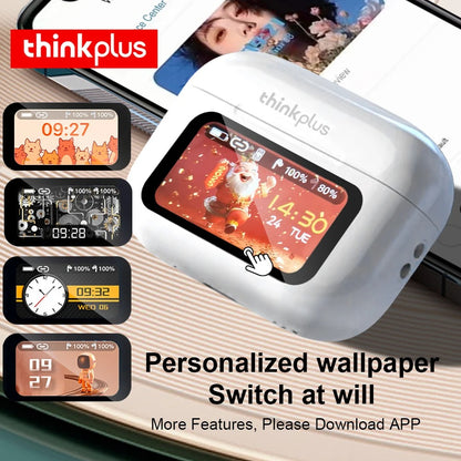 Original ThinkPlus Wireless Earbuds – Bluetooth ANC Noise Reduction, HD Mic, LED Touch Screen, Gaming & Calling Earphones