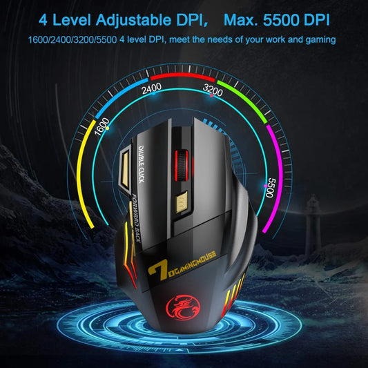 Rechargeable Bluetooth Gaming Mouse – Wireless, Ergonomic, 5500 DPI, for PC, Laptop & iPad
