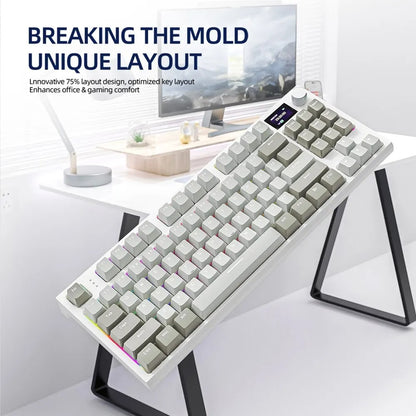 K86 Wireless Hot-Swappable Mechanical Keyboard – Bluetooth/2.4G, Display Screen, Volume Knob for Gaming & Work