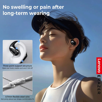 Lenovo ERAZER X9 Wireless Earphones – Open-Ear Sports Bluetooth Headphones, Powerful Sound, Noise Reduction, Waterproof, Mic