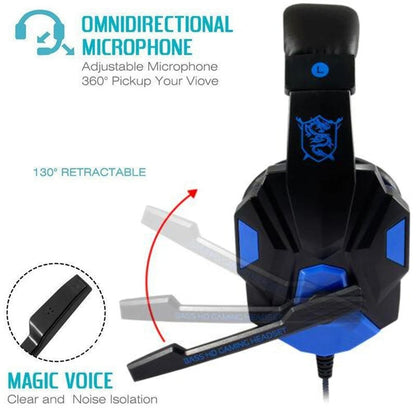 3.5mm Wired Gaming Headset – Adjustable Mic, Bass Stereo Sound, for PC, PS4, PS5, Xbox, Laptop & Smartphone