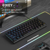 MageGee TS91 Mini 60% Gaming Keyboard – RGB Backlit, 61-Key Ultra-Compact, Ergonomic & Waterproof for Office & Gaming