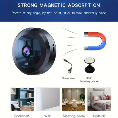 Mini Wireless WiFi Security Camera – Night Vision, Motion Detection, Rechargeable Battery, Easy Mount, App-Controlled