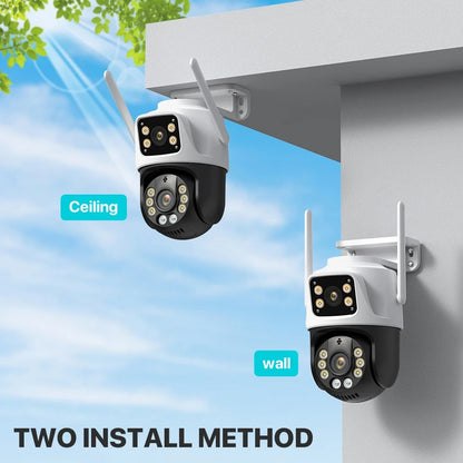 6K PTZ IP Camera Outdoor – 3-Lens WiFi Security Cam with Auto-Tracking, 4K Dual-Lens, iCSee CCTV