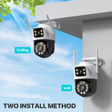 6K PTZ IP Camera Outdoor – 3-Lens WiFi Security Cam with Auto-Tracking, 4K Dual-Lens, iCSee CCTV
