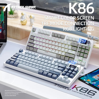 K86 Wireless Hot-Swappable Mechanical Keyboard – Bluetooth/2.4G, Display Screen, Volume Knob for Gaming & Work