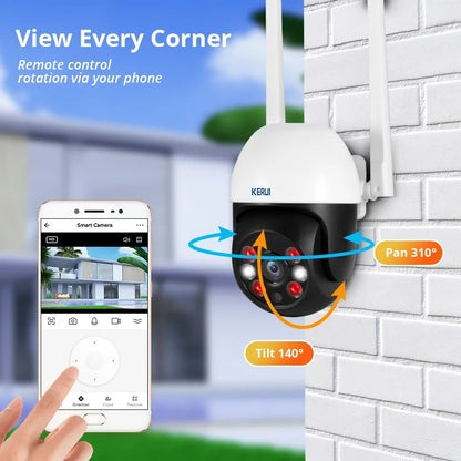 KERUI 10MP 5K PTZ WiFi Camera – 4K/8MP/5MP Dual-Lens IP Camera, Tuya Smart Outdoor CCTV Security