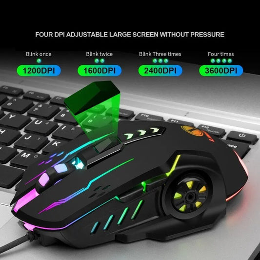 USB Wired Gaming Mouse – Mechanical, Adjustable DPI, Luminous RGB Light, Optical Mouse for PC & Laptop