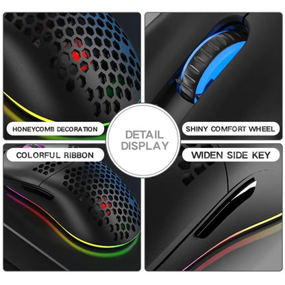M1 Wired Lightweight Gaming Mouse – 69g Ultralight Honeycomb Shell, RGB Backlit, 6400 DPI, Ergonomic for PC, Mac & Laptop