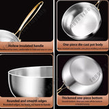 316 Stainless Steel Non-Stick Frying Pan – Deep Wok & Skillet for Gas & Induction Cooktops, Durable Kitchen Cookware