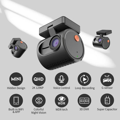 KAWA MINI 3 2K Dash Cam – Mini Car DVR, WiFi APP Control, Night Vision, WDR, Emergency Voice Control
