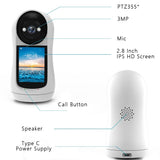 4MP 2K PTZ WiFi Camera – Video Call, 2.8'' IPS Screen, Baby Cry Detection, 3MP Security IP Camera, iCSee Monitor