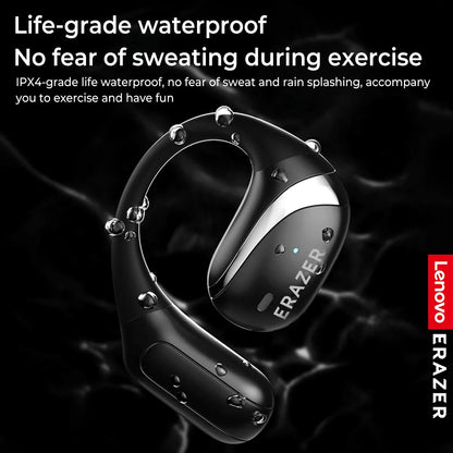 Lenovo ERAZER X9 Wireless Earphones – Open-Ear Sports Bluetooth Headphones, Powerful Sound, Noise Reduction, Waterproof, Mic
