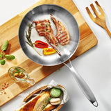 304 Stainless Steel Nonstick Frying Pan – Uncoated Steak Pan for Gas & Induction Cooktops, Durable Kitchen Cookware