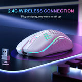 2.4G Wireless RGB Gaming Mouse – Rechargeable, Adjustable DPI, Ergonomic Honeycomb Design for Desktop & Laptop