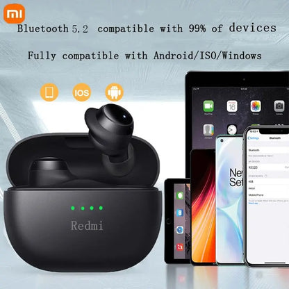 Xiaomi Redmi Bluetooth 5.2 Earbuds – Type-C In-Ear Headphones, Mini Charging Case, Waterproof Sports Earphones