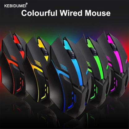 E-Sports USB Wired Gaming Mouse – 5000 DPI, Colorful LED, Optical Mouse for PC & Laptop