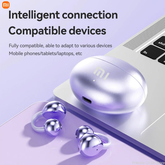 Xiaomi Open-Ear Clip Earbuds – ENC Noise-Canceling Wireless Bluetooth 5.4 Headphones with Mic for Android & iOS