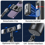 P02 360° Rotating Gimbal Stabilizer – Auto Face Tracking, Selfie & Live Streaming Stand with Remote for TikTok & Smartphones