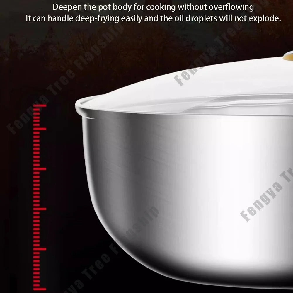 316 Stainless Steel Non-Stick Frying Pan – Deep Wok & Skillet for Gas & Induction Cooktops, Durable Kitchen Cookware