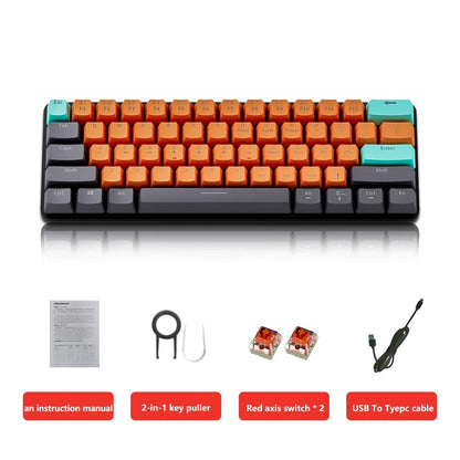 MUCAI MKA610 Mini Mechanical Gaming Keyboard – USB Wired, 61-Key, Red Switch, Detachable Cable for PC & Laptop