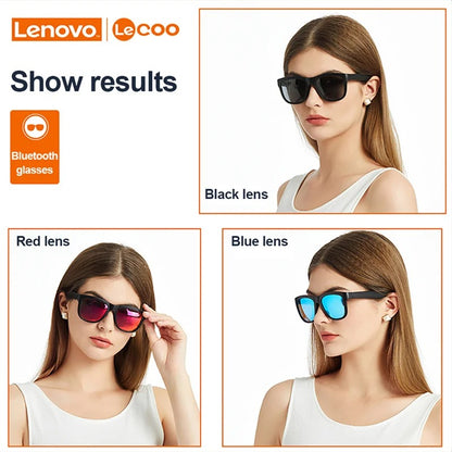 New Lenovo Lecoo C8 Smart Glasses – Wireless Bluetooth Sunglasses with HD Mic, Sports Headset & Hands-Free Calling
