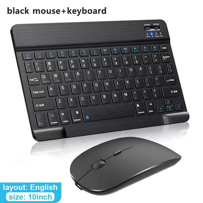 Bluetooth Wireless Keyboard & Mouse – Compatible with iOS, Android, Windows, iPad Air/Mini/Pro, Multi-Language Support (Spanish, Korean, Portuguese, Russian)