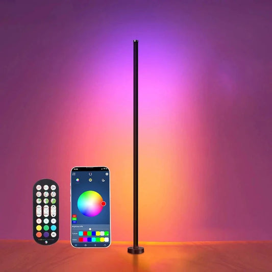 Smart RGB LED Floor Lamp – Remote & App Control, Music Sync, Timer, Corner Mood Lighting for Bedroom & Living Room