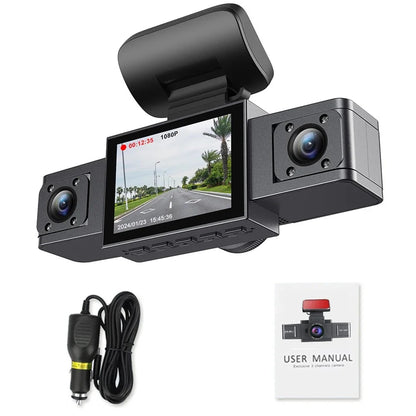 3-Channel Dash Cam – Triple Lens Car Camera with Rear View, DVR, 24H Parking Monitor, Black Box & Car Accessories