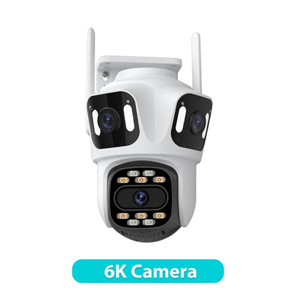6K PTZ IP Camera Outdoor – 3-Lens WiFi Security Cam with Auto-Tracking, 4K Dual-Lens, iCSee CCTV