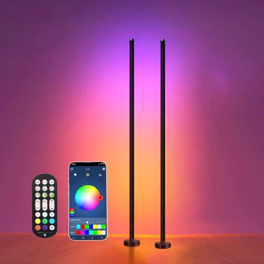 Smart RGB LED Floor Lamp – Remote & App Control, Music Sync, Timer, Corner Mood Lighting for Bedroom & Living Room