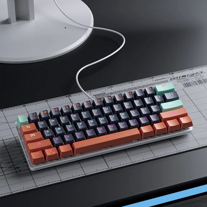 MUCAI MKA610 Mini Mechanical Gaming Keyboard – USB Wired, 61-Key, Red Switch, Detachable Cable for PC & Laptop
