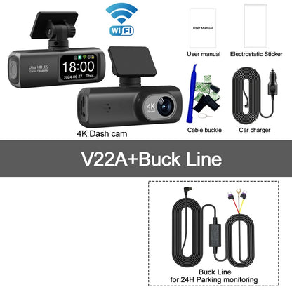 Soam 4K+1080P Dual Dash Cam – Car Camera Recorder with GPS, WiFi, 24H Parking Monitor, Black Box DVR