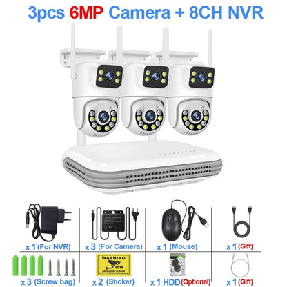 Smart Wireless CCTV System – 6MP WiFi IP Camera Kit with Dual-Lens, Audio, 8CH NVR | Home & Business Security