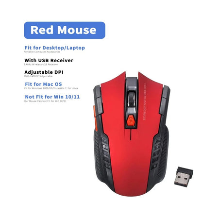 2.4GHz Wireless Gaming Mouse – Adjustable 1000-1600 DPI, USB Receiver, for MacBook Air/Pro & PC