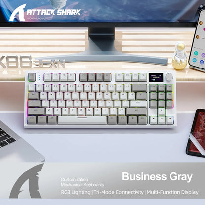 K86 Wireless Hot-Swappable Mechanical Keyboard – Bluetooth/2.4G, Display Screen, Volume Knob for Gaming & Work