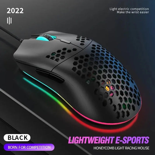 M1 Wired Lightweight Gaming Mouse – 69g Ultralight Honeycomb Shell, RGB Backlit, 6400 DPI, Ergonomic for PC, Mac & Laptop